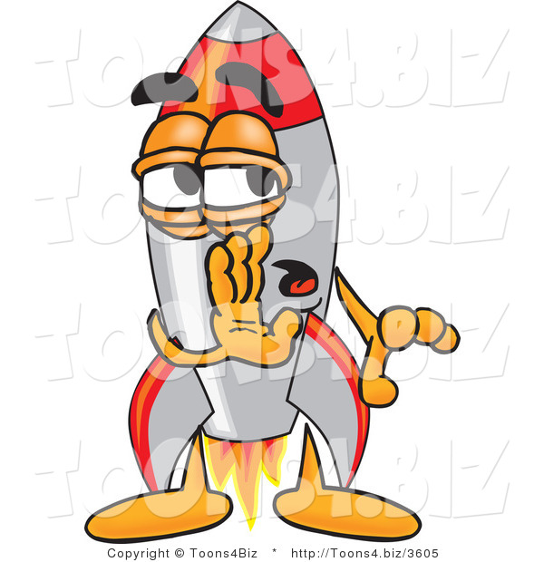 Vector Illustration of a Cartoon Rocket Mascot Whispering and Gossiping