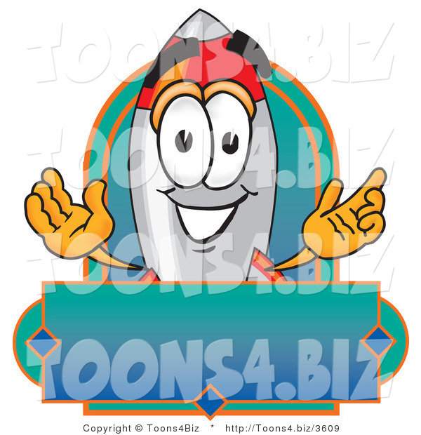 Vector Illustration of a Cartoon Rocket Mascot with a Blank Label