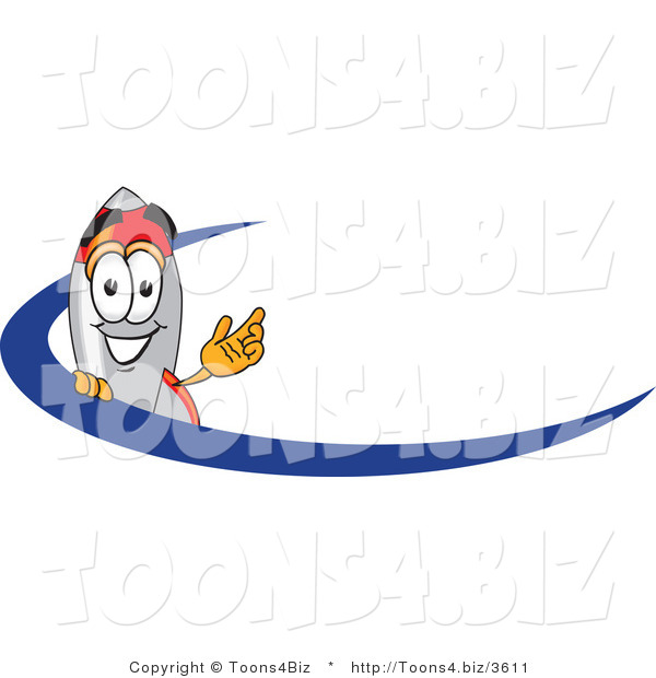 Vector Illustration of a Cartoon Rocket Mascot with a Blue Dash