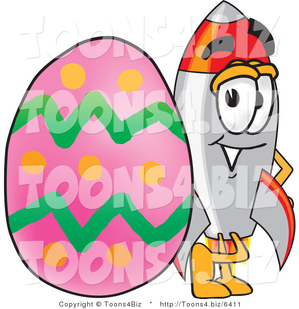 Vector Illustration of a Cartoon Rocket Mascot with an Easter Egg