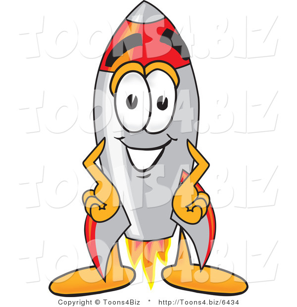 Vector Illustration of a Cartoon Rocket Mascot with His Hands on His Hips