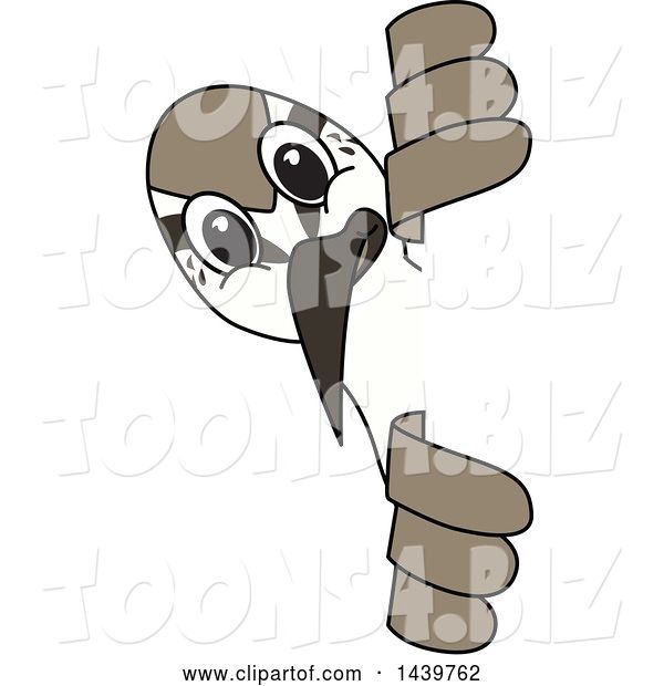 Vector Illustration of a Cartoon Sandpiper Bird School Mascot Looking Around a Sign