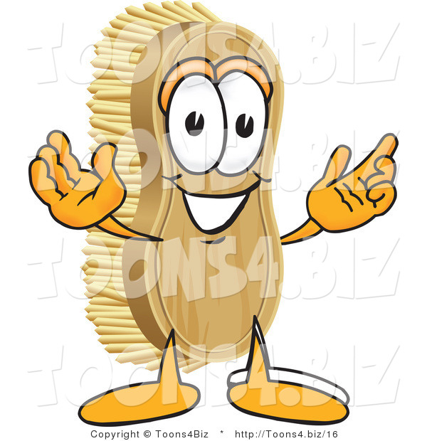 Vector Illustration of a Cartoon Scrub Brush Mascot with Welcoming Open Arms