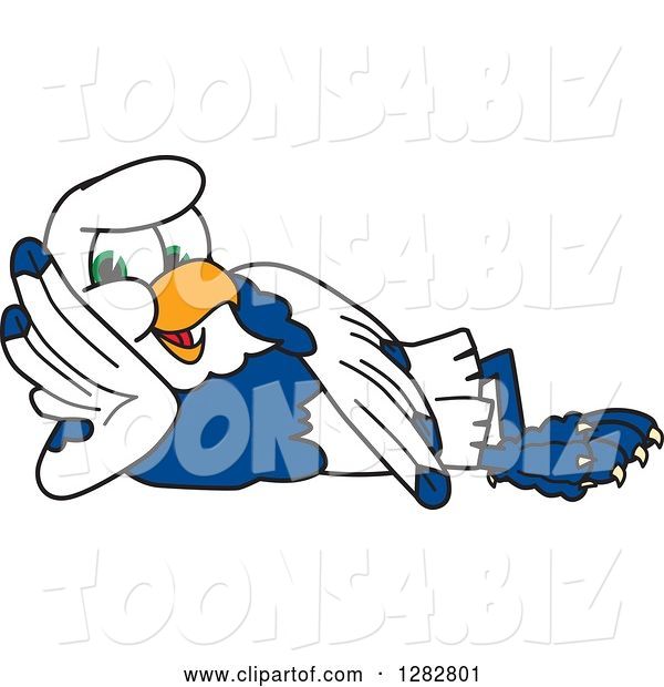 Vector Illustration of a Cartoon Seahawk Mascot Resting on His Side