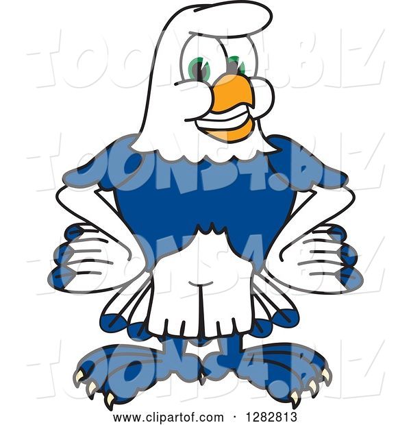 Vector Illustration of a Cartoon Seahawk Mascot with Wings on His Hips