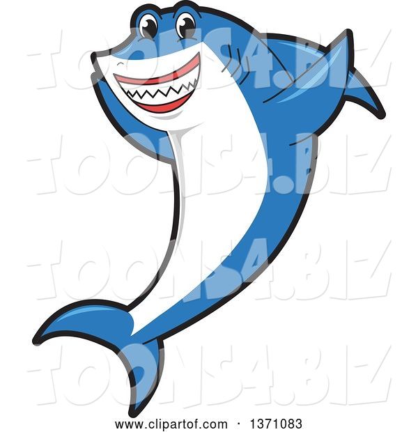Vector Illustration of a Cartoon Shark School Mascot Cheering