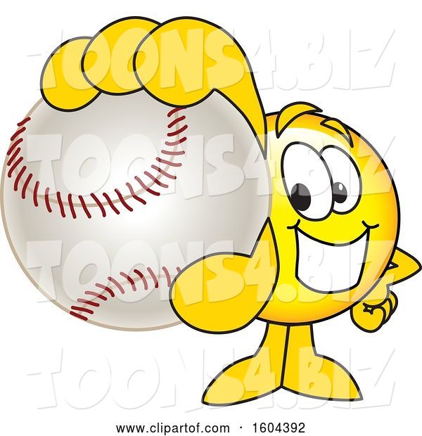 Vector Illustration of a Cartoon Smiley Mascot Grabbing a Baseball