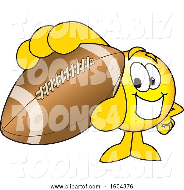 Vector Illustration of a Cartoon Smiley Mascot Grabbing a Football