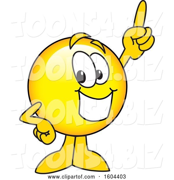 Vector Illustration of a Cartoon Smiley Mascot Holding up a Finger