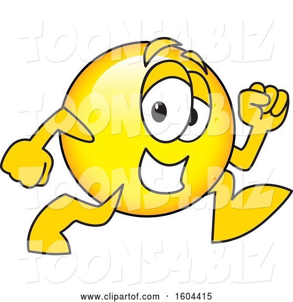 Vector Illustration of a Cartoon Smiley Mascot Running