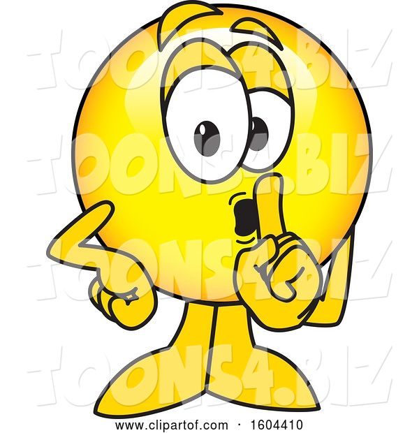 Vector Illustration of a Cartoon Smiley Mascot Shushing