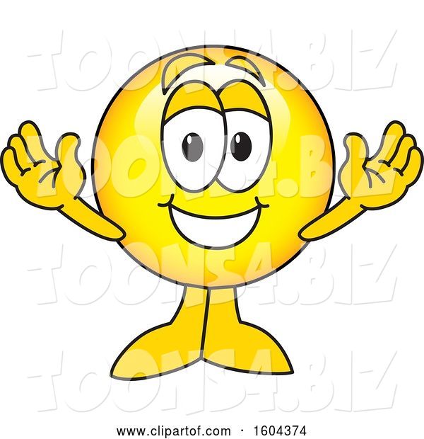 Vector Illustration of a Cartoon Smiley Mascot Welcoming