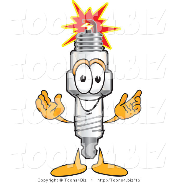 Vector Illustration of a Cartoon Spark Plug Mascot Welcoming with Open Arms
