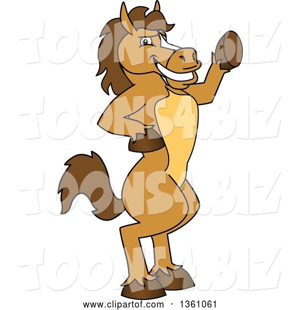Vector Illustration of a Cartoon Stallion School Mascot Presenting