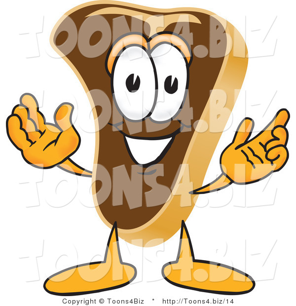 Vector Illustration of a Cartoon Steak Mascot Welcoming with Open Arms