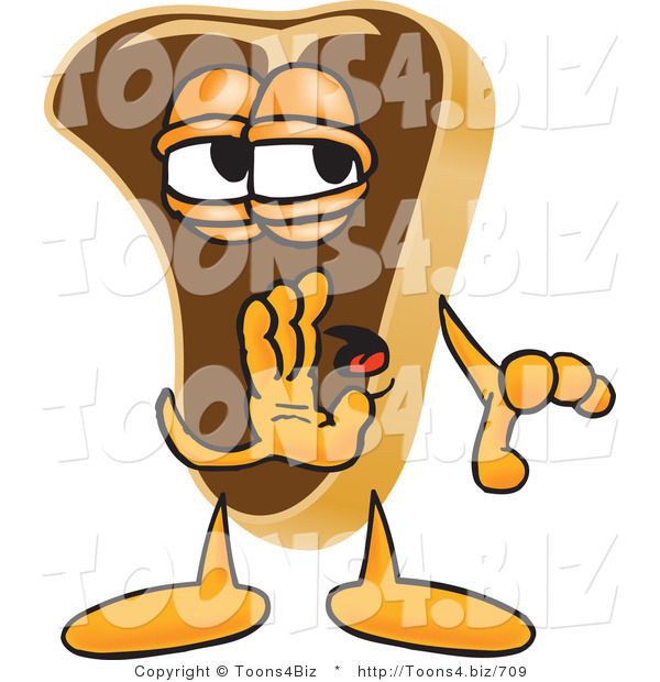 Vector Illustration of a Cartoon Steak Mascot Whispering and Telling Secrets