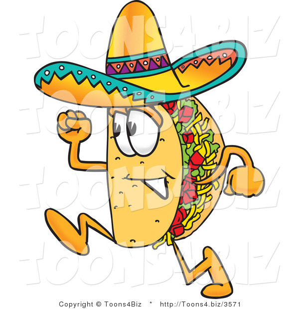 Vector Illustration of a Cartoon Taco Mascot Running