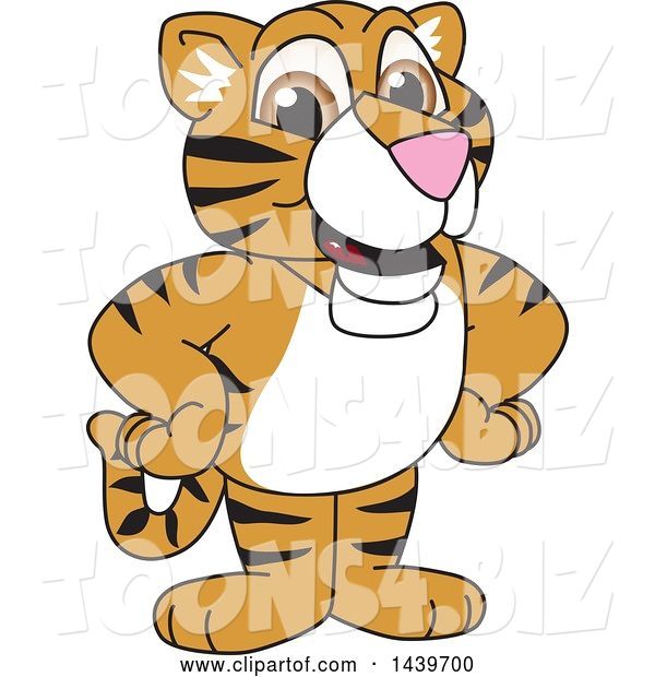 Vector Illustration of a Cartoon Tiger Cub Mascot