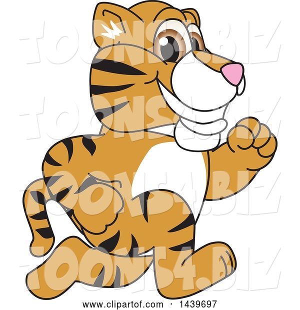 Vector Illustration of a Cartoon Tiger Cub Mascot Running
