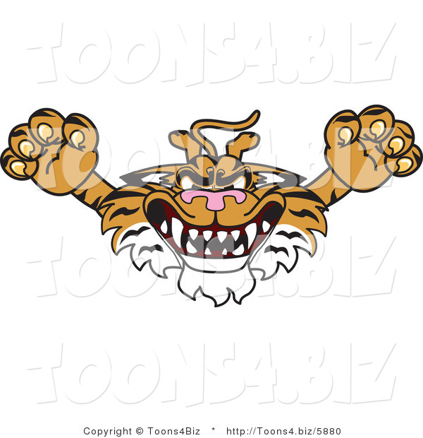 Vector Illustration of a Cartoon Tiger Mascot Lurching Forward