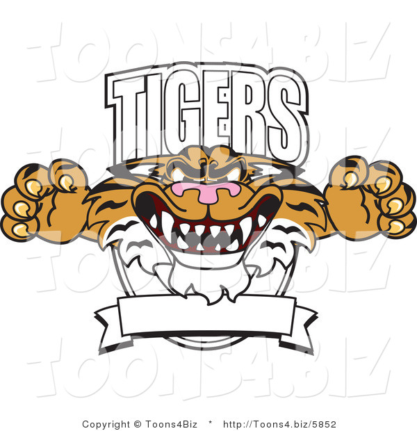 Vector Illustration of a Cartoon Tigers Mascot Logo