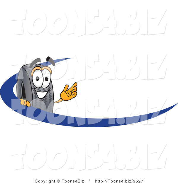 Vector Illustration of a Cartoon Tire Mascot Logo with a Blue Dash