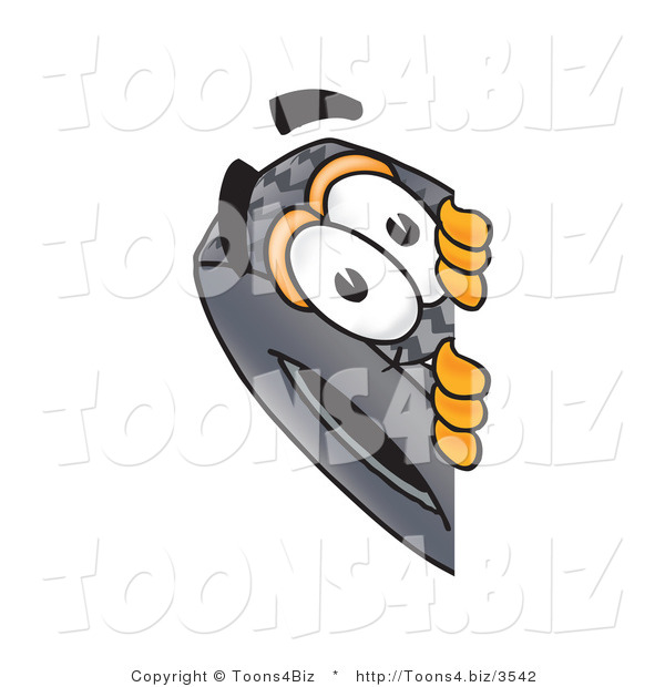 Vector Illustration of a Cartoon Tire Mascot Peeking Around a Corner