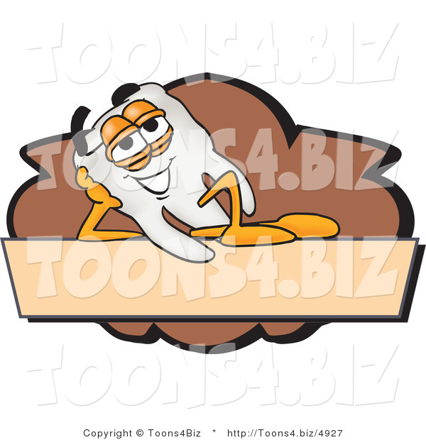 Vector Illustration of a Cartoon Tooth Mascot on a Blank Tan and Brown Label