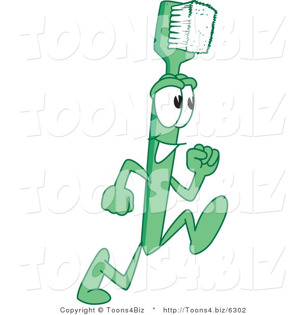 Vector Illustration of a Cartoon Toothbrush Mascot Running