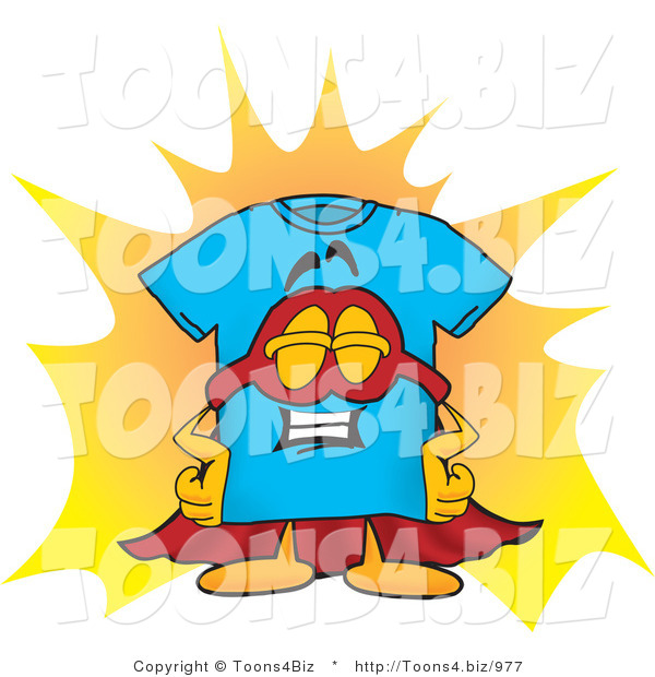 Vector Illustration of a Cartoon T-Shirt Mascot Dressed As a Super Hero