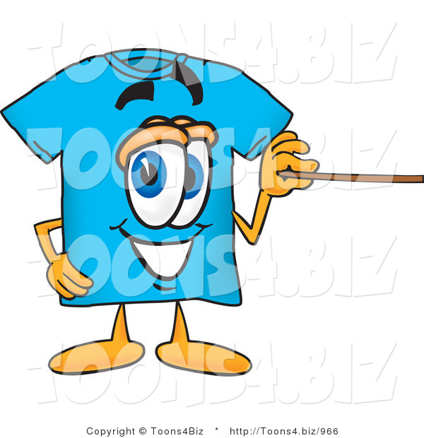 Vector Illustration of a Cartoon T-Shirt Mascot Holding a Pointer Stick