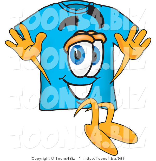 Vector Illustration of a Cartoon T-Shirt Mascot Jumping