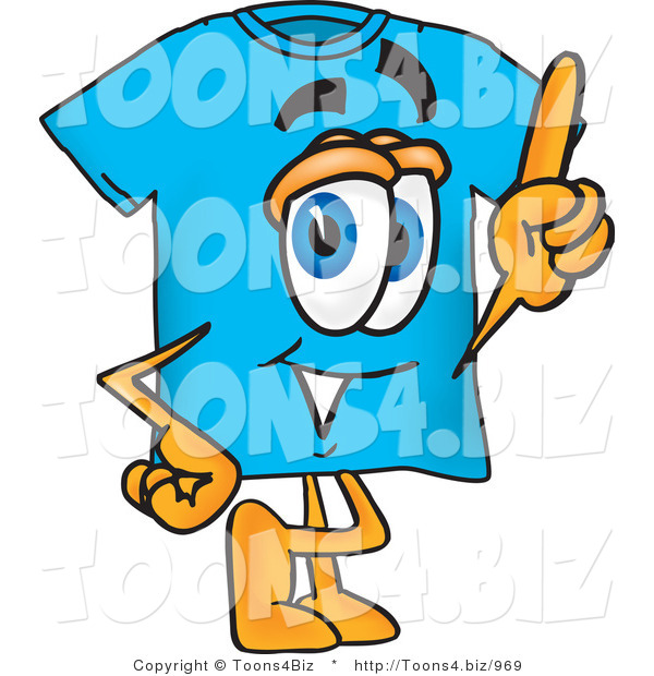Vector Illustration of a Cartoon T-Shirt Mascot Pointing Upwards
