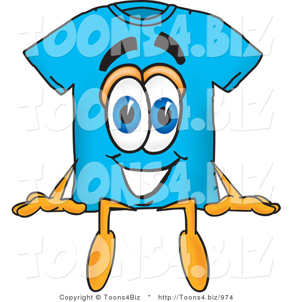 Vector Illustration of a Cartoon T-Shirt Mascot Sitting
