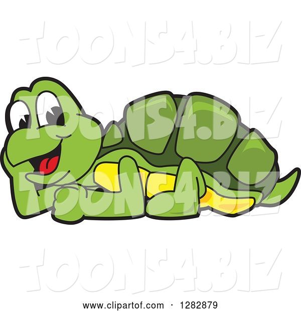 Vector Illustration of a Cartoon Turtle Mascot Resting
