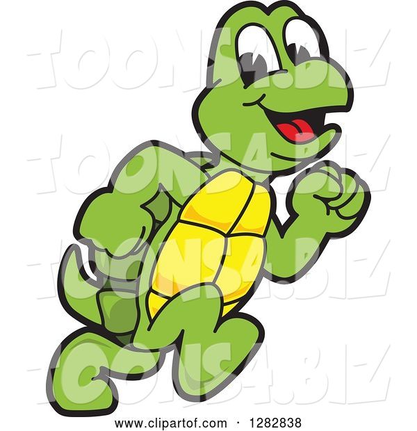Vector Illustration of a Cartoon Turtle Mascot Running