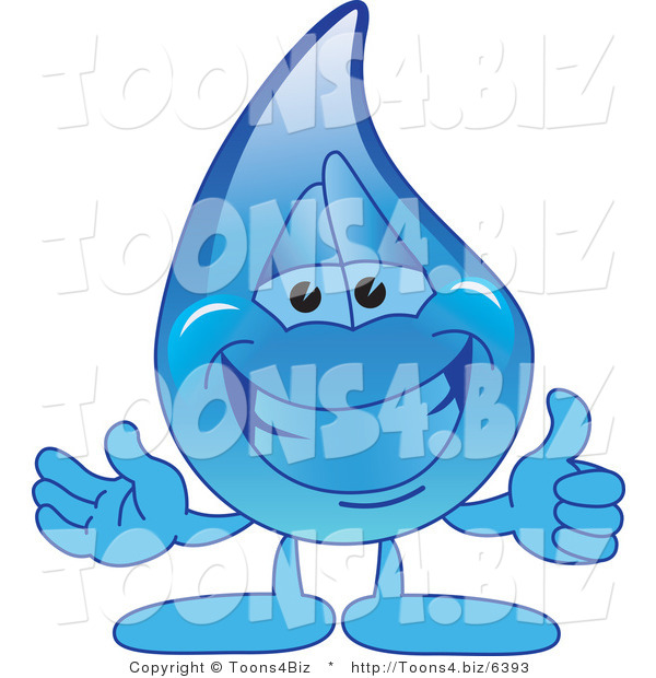 Vector Illustration of a Cartoon Water Drop Mascot Holding a Thumbs up