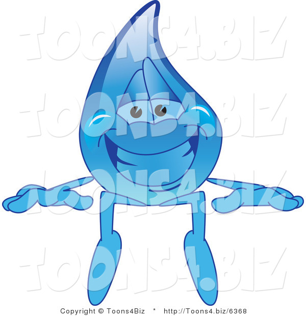 Vector Illustration of a Cartoon Water Drop Mascot Sitting on a Blank Sign