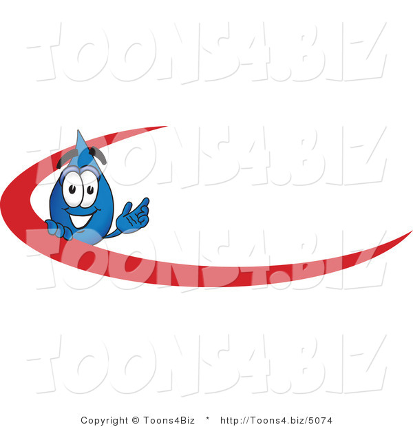 Vector Illustration of a Cartoon Water Drop Mascot with a Red Dash on an Employee Nametag or Business Logo