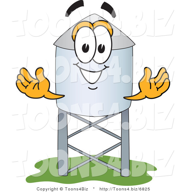 Vector Illustration of a Cartoon Water Tower Mascot - 3