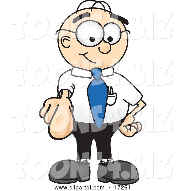 Vector Illustration of a Cartoon White Businessman Nerd Mascot Pointing at the Viewer