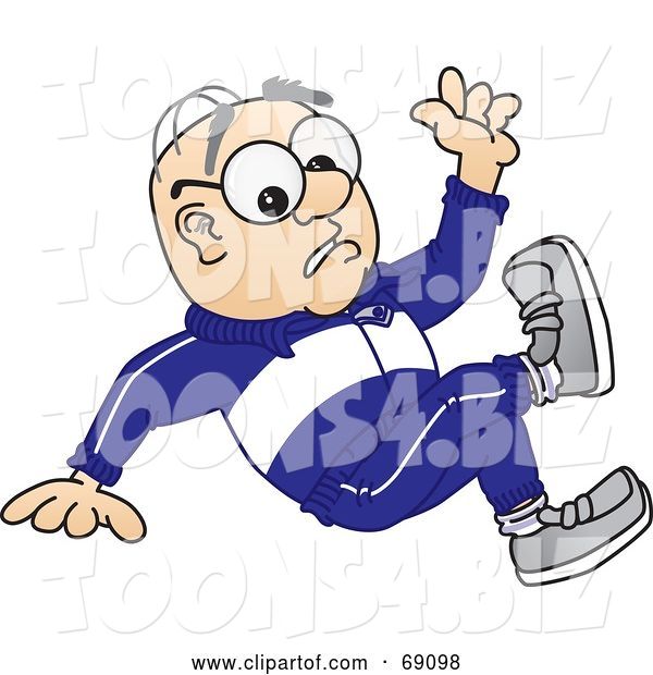 Vector Illustration of a Cartoon White Male Senior Citizen Mascot Falling