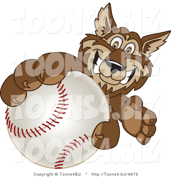 Vector Illustration of a Cartoon Wolf Mascot Grabbing a Baseball