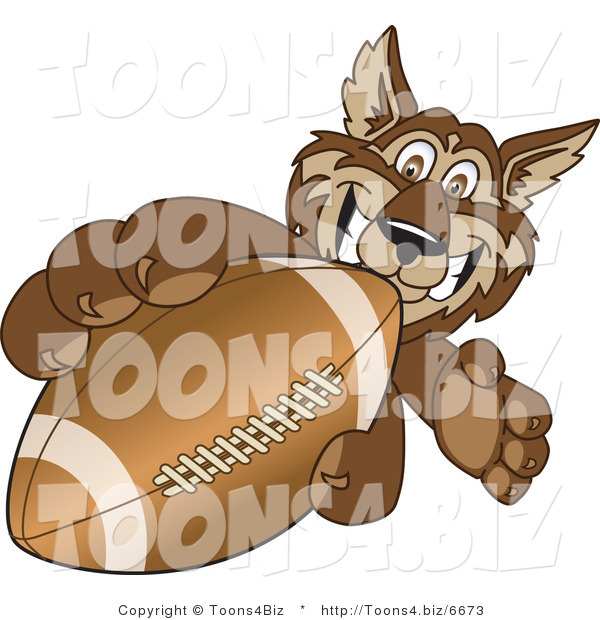 Vector Illustration of a Cartoon Wolf Mascot Grabbing a Football