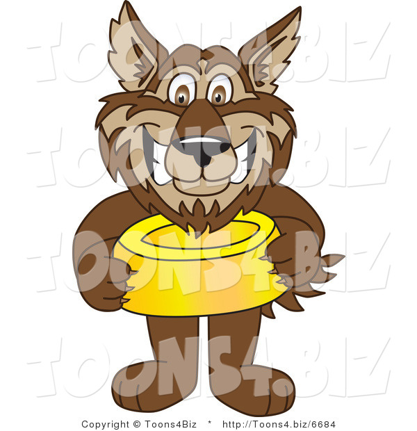 Vector Illustration of a Cartoon Wolf Mascot Holding a Food Bowl