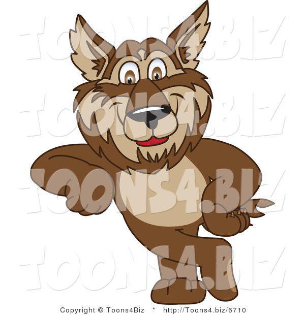 Vector Illustration of a Cartoon Wolf Mascot Leaning
