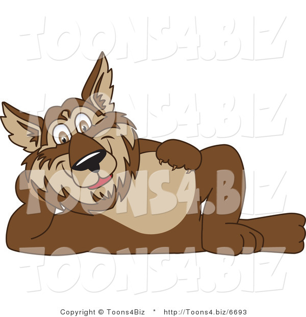 Vector Illustration of a Cartoon Wolf Mascot Reclined