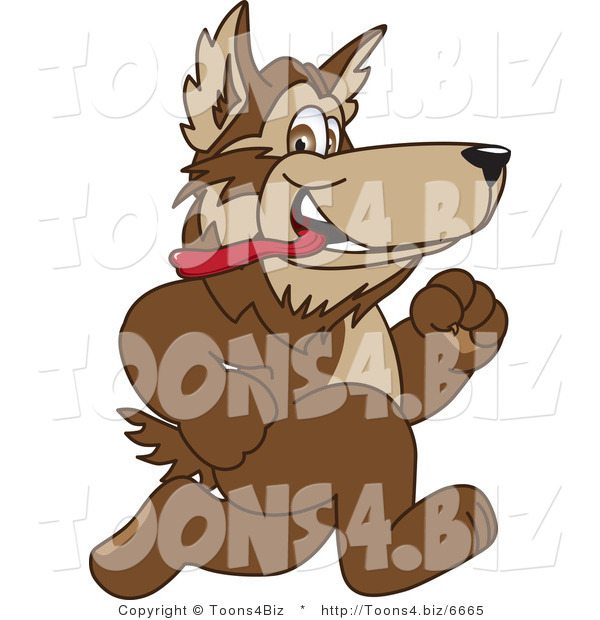 Vector Illustration of a Cartoon Wolf Mascot Running