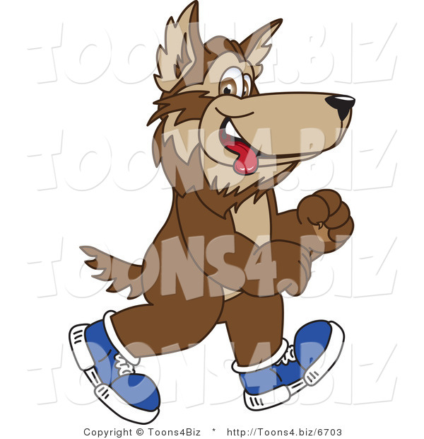 Vector Illustration of a Cartoon Wolf Mascot Walking in Shoes