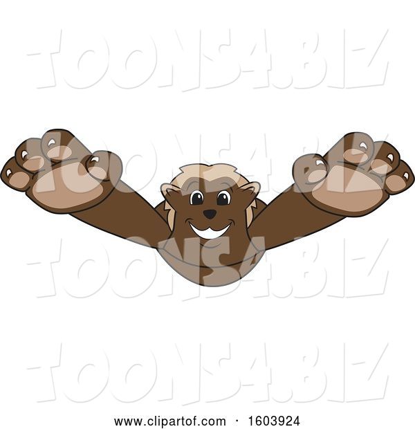 Vector Illustration of a Cartoon Wolverine Mascot Pouncing